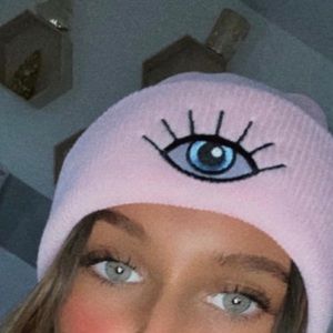 🧿 Pink Evil Eye Knit Beanie